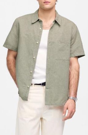 Madewell Short Sleeve Linen & Cotton Button-Up Shirt in Sage at Nordstrom Rack, Size Xx-Large