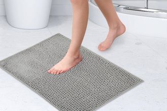 TJ Hughes Noodle Soft Touch Non-Slip Bathroom Rug in Silver - TJ Hughes
