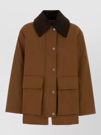 Ganni twill jacket contrast collar back vent pockets