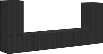vidaXL Conjunto De Mueble De Tv 4 Uds. Negro Madera De Ingenier&iacute;a Vidaxl