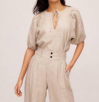 Fifteen Twenty Imogen Poof Sleeve Top In Stripe