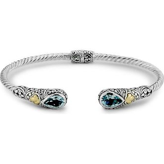 Samuel B. 18K Yellow Gold & Sterling Silver Blue Topaz Bangle Bracelet at Nordstrom Rack