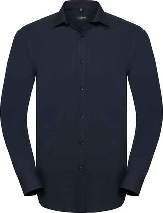 Russell Athletic Russell Collection Heren Ultimate Stretch Slim Shirt met Lange Mouwen (Heldere marine)