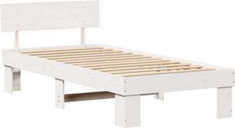 vidaXL Bed Frame with Headboard White 90 x 200 cm Solid pine wood Vidaxl