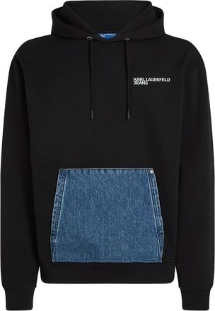 Karl Lagerfeld denim-pocket hoodie - men - Organic Cotton - M - Black