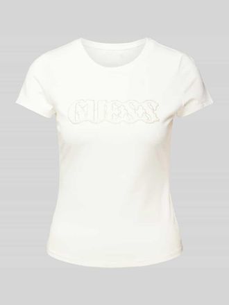 Guess T-Shirt mit Strasssteinbesatz in Weiss, Gr&ouml;&szlig;e XS