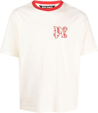 Palm Angels Racing monogram-print T-shirt - unisex - Cotton/Polyester - M - White