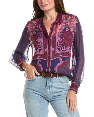 Johnny Was Itzel Button-Down Silk Shirt