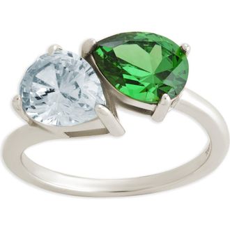 Sterling Forever Toi Et Moi Cubic Zirconia Ring in Silver at Nordstrom, Size 8