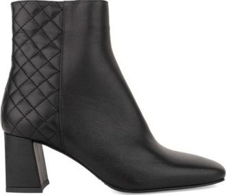 Sergio Moretti Black Quilted Block Heel Leather Ankle Boots