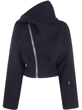 Rick Owens Jacket Wool Black Scarf Flight