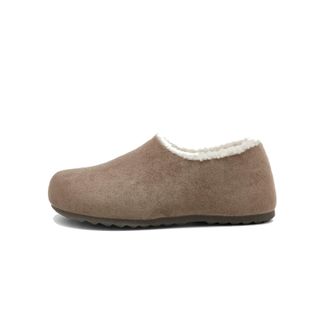 Generic Women Suede Clogs Warm Fur Lined Mules Round Toe Potato Shoes Comfort Fall Winter Slip On Slippers with Arch Support (Khaki,7.5)