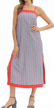 Entro Stripe Sleeveless Midi Dress In Chambray