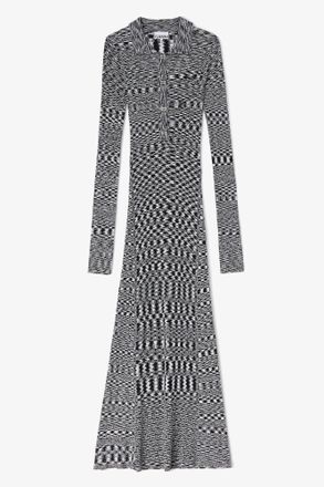 Ganni Polo Dress in Spacedyed Knit - Size XS Black