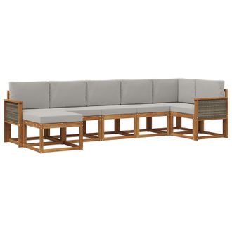 vidaXL Conjunto De Sof&aacute;s De Exterior 7 Pcs Natural Y Gris Claro Vidaxl