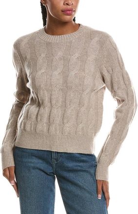 Fort&eacute; Cashmere Luxe Cable Crewneck 100% Cashmere Sweater