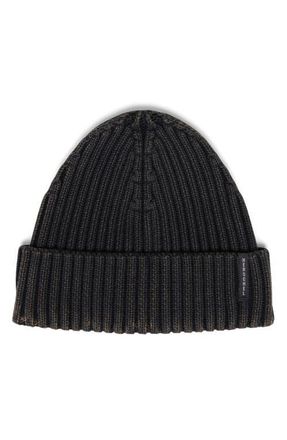 Herschel Wallace Rib Acid Wash Cotton Cuffed Beanie in Acid Wash - Black at Nordstrom