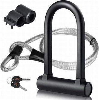 OEM Candado En U Para Bicicleta + Candado De Cable Con Grillete 2 En 1, Candado En U Flexible Para Bicicleta