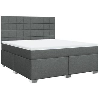 vidaXL Cama Box Spring Con Colch&oacute;n Tela Gris Oscuro 180x200 Cm Vidaxl