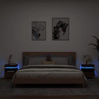 vidaXL Comodini con Luci led 2pz Rovere Marrone 40x39x48,5 cm - Vidaxl