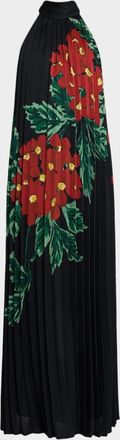 Emanuel Ungaro Lester Pleated Floral-Print Trapeze Maxi Dress