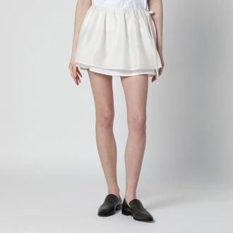 Dunst Cream mini skirt with overlapping panel