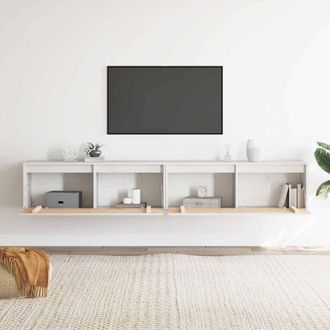 Berkfield Home Wall Cabinets 2 pcs White 100x30x35 cm Solid Wood Pine | Size: 100 x 30 x 35 cm