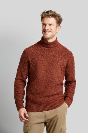 Bugatti Rollkragenpullover BUGATTI, Herren, Gr. 3XL, braun (rost), 80% Wolle, 20% Polyamid, unifarben, regular fit, ohne Ausschnitt, Rippb&uuml;ndchen, Pullover Ro