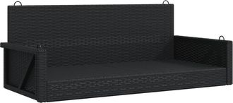vidaXL Banco Columpio De Rat&aacute;n Sint&eacute;tico Negro 119x56x48 Cm Vidaxl