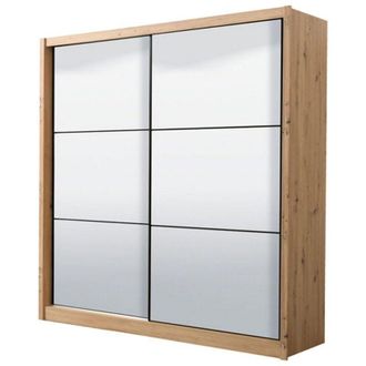 Dmora Guardaroba Grande Godrano, Armadio Camera da Letto Appendiabiti, 5 Ripiani, Apertura Scorrevole, 213x215.5h cm Marrone Rovere Nodi