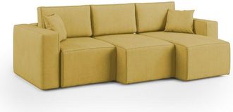 Divani.Store Morfeo Sof&aacute; Con Asiento Extra&iacute;ble En Tela Impermeable 245 Cm Amarillo