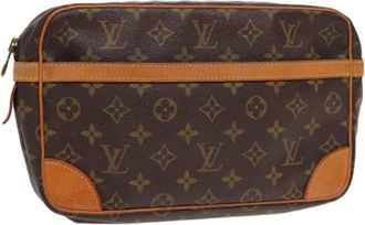 Louis Vuitton Pre-owned Canvas clutches - Dames - Vintage Tassen - Bruin - ONE Size - Leer - Vintage