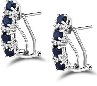 The Diamond Store Sapphire 1.45CT And Diamond 9K White Gold Earrings