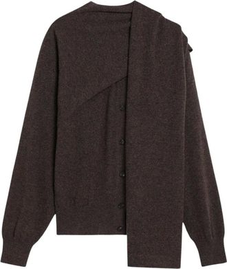 Ferragamo Truien & Vesten, Dames, Bruin, S, Kasjmier, Cashmere Cardigan met Sjaaldetail