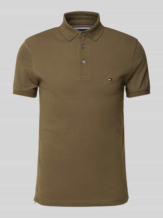 Tommy Hilfiger Slim Fit Poloshirt mit Logo-Stitching Modell 1985 in Oliv, Gr&ouml;&szlig;e XL