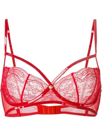Versace Peek-a-Boo scalloped lace bra - Red