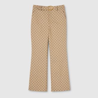 Gucci GG Cotton Canvas Fabric Pants, Beige, Ready-to-wear