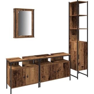vidaXL Vidaxl - Juego De Muebles De Ba&ntilde;o 4 Pcs Madera Vieja 33 X 33 X 185.5 Cm