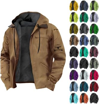 Generic Generisch Mens Fleece Jackets Full Zip Warm Fleece Jacket Mens with Hood Thermal Winter Jackets For Men With Drawstring Plain Jacket For Men Uk With P