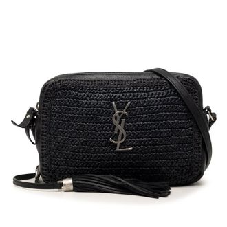 Saint Laurent Pre-owned Saint Laurent Woven Raffia and Leather Lou Camera Bag Ladies P6XRBLLJC0HZSDDX