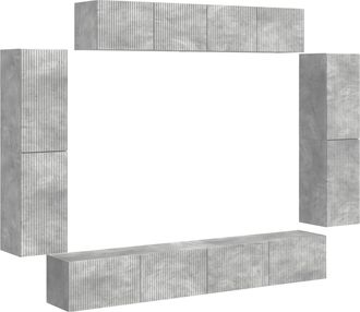 vidaXL Mueble De Tv 8 Uds. Gris Concreto Vidaxl
