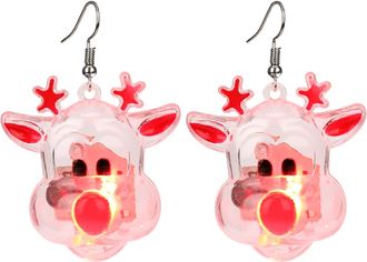 Generic Christmas Party Earrings Tree Luminous Light Up Bulb EarringsFlashing Necklaces For Holiday Favors Preppy (Clear, One Size)