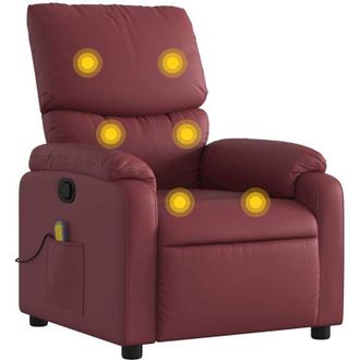 vidaXL Sill&oacute;n De Masaje Reclinable Cuero Sint&eacute;tico Rojo Tinto Vidaxl