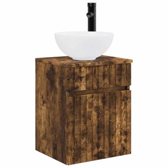 vidaXL Vanidad De Lavabo Montada En La Pared Roble Ahumado Vidaxl