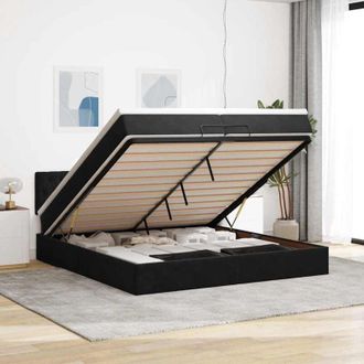 vidaXL Estructura De Cama Otomana Colchones Terciopelo Negro 200x200cm Vidaxl