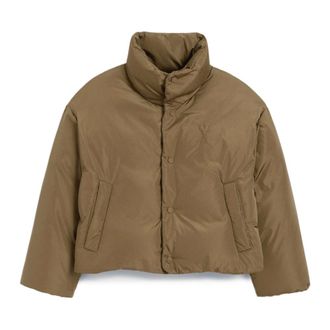 Ami Winter Jackets, female, Green, Size: S Green Taffetas Jacket with Ribbed Cuffs