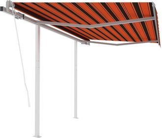 vidaXL Vidaxl - Toldo Retr&aacute;ctil Autom&aacute;tico Con Postes Naranja Y Marr&oacute;n 3,5x2,5m