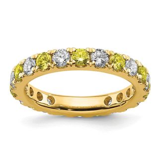 Diamond2Deal 14k Yellow Gold Lab Grown Diamond & Yellow SapphireEternity Wedding Band Ring 1.2Ct Clarity- VS Color- G-H