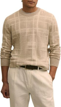 Brooks Brothers Plaid Texture Cotton Sweater in Beige Tan Plaid at Nordstrom, Size Xx-Large