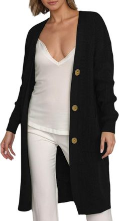 Generic Long Chunky Knit Cardigans for Women UK Open Front Maxi Cozy Cardigans Jacket V Neck Button Down Sweater Coat Plus Size Long Sleeve Jumpers with Pocke